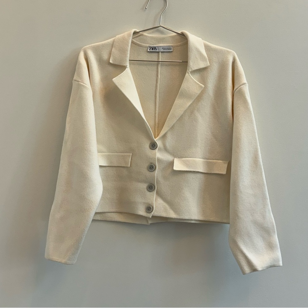 Zara Cream Button-Up Sweater